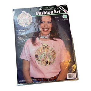 Vintage 1994 Full Color Iron On Design By Fashion Art Kitten CIRCLE OF KITTENS